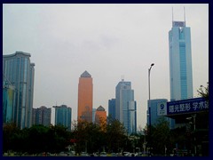 Tianhe skyline. This was the foremost skyline of Guangzhou between 1996 and around 2010, when the tallest skyscrapers of nearby Zhujiang New Town were built. CITIC Plaza (right), once tallest in Asia, is now only 3rd tallest in Guangzhou.